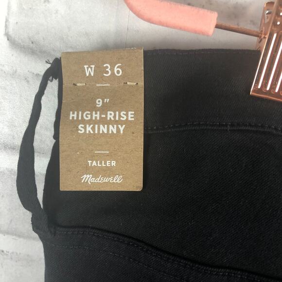 Madewell Taller 9" Mid Rise Skinny Jeans Lunar Wash Black Sz. 36TL NEW - Picture 11 of 12
